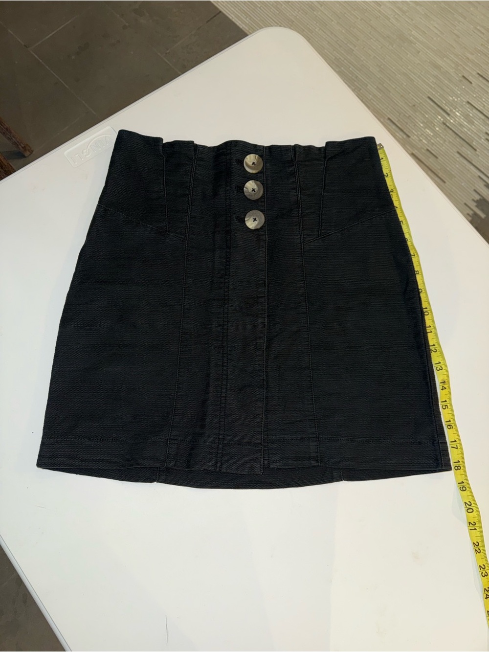 Free People Black High Rise Mini Skirt Size Small Button Front Textured NWOT